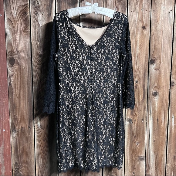 Eliza J Black Lace Whimsigoth Cocktail Party Fancy Dinner Bodycon Dress Sz 10 - Picture 9 of 13